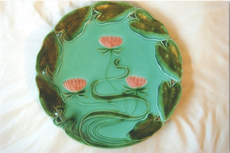 Villeroy Boch and Schramberg, Germany, Majolica plate from circa 1900. Could have been wedding present to Thomas and Jessie (nee Oliver) Bradley in September 1903