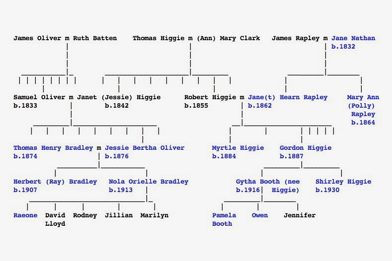 Tree showing family relationships relevant to the next two photos.