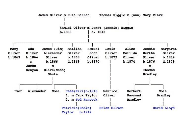 Tree showing family relationships relevant to the next two photos.