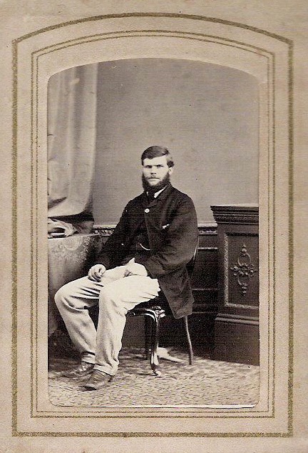 14. Thomas Higgie (Jnr) (1841-1919) as confirmed by Katia, wife of Tim Oliver. Thomas was the son of Thomas and Mary (nee Clark) Higgie and was born at sea off the coast of Brazil Rio de Janeiro on the ship 