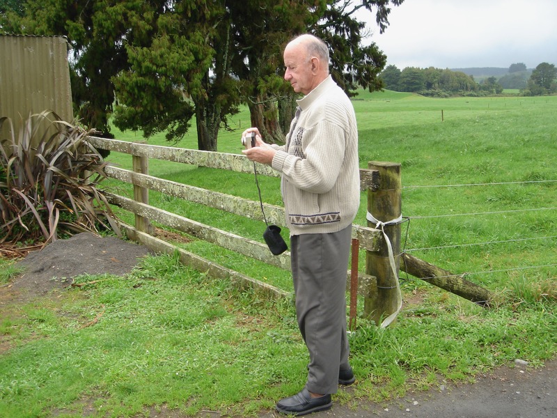 Peter Herbert, descendant of Charles Oliver (1843-1930), preparing to take a photo on Charles old farm on 1025 Mangorei Rd. David Lloyd June 2007.