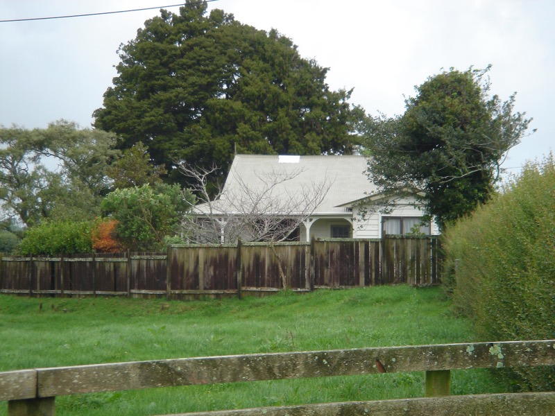 Current farmhouse beyond fence on Charles Oliver's old 100 acre farm on 1025 Mangorei Road.