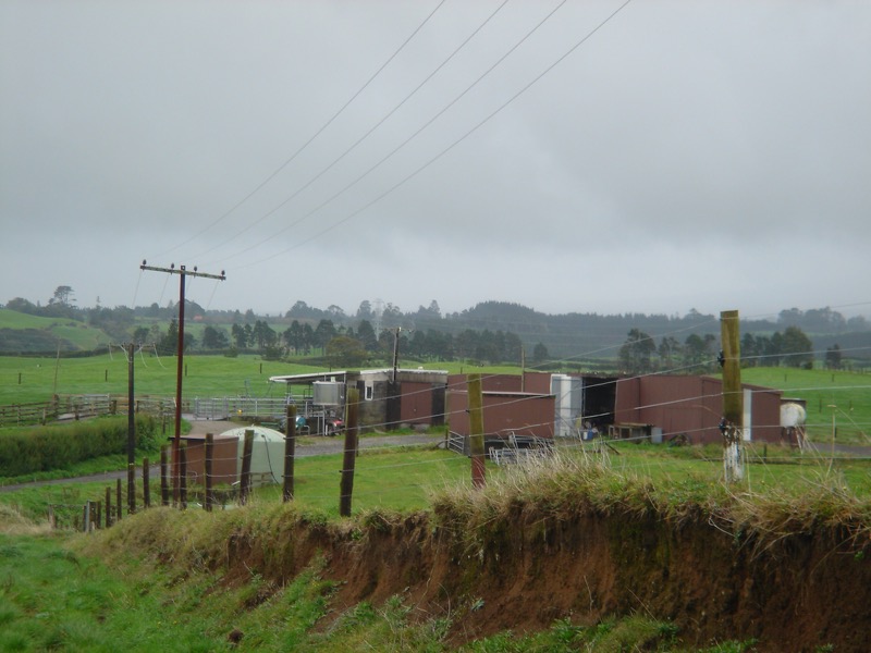 Close-up of farm implement buildings on Charles' old farm on 1025 Mangorei Rd