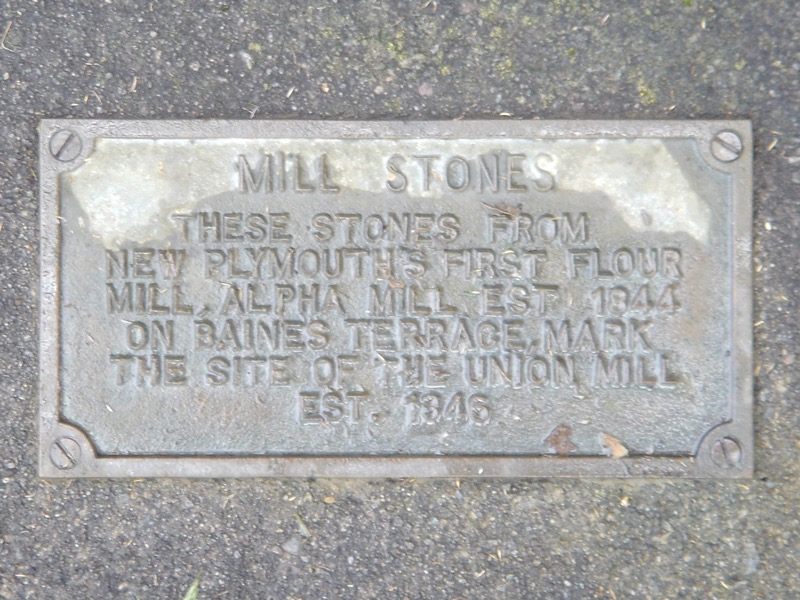 Plaque denoting the Mill Stones were from Samuel Oliver's (1819-1873) original Alpha Mill established in 1844.