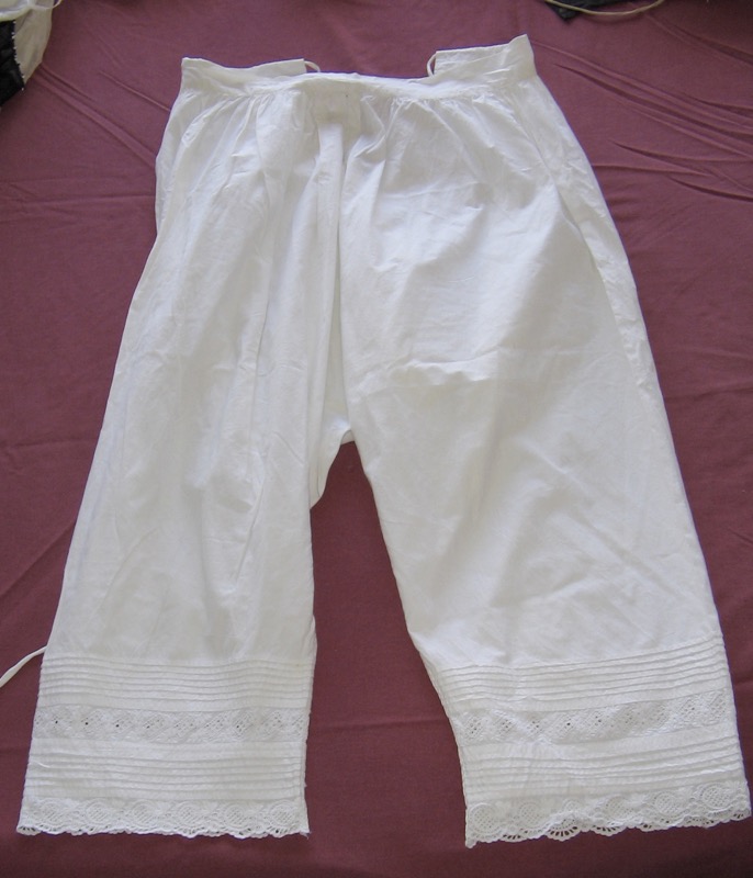 Pantaloons, loose pants-like undergarments that covered womens' lower halves in the late 1700s and early 1800s.
