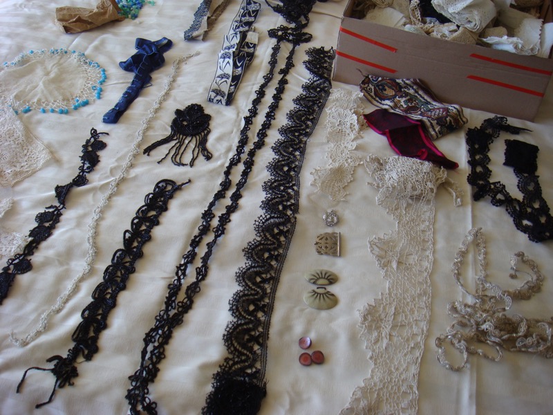 Sewing Trims, black ones heavily glass beaded