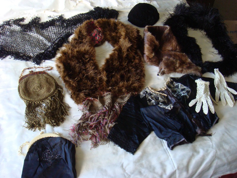Fabrics, clothing items late 1800s, early 1900s