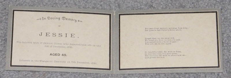 Inside the funeral card of Janet (Jessie) Oliver featured in the previous photo.