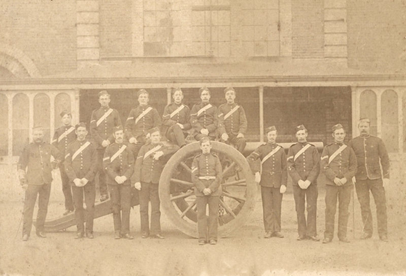 Thomas Shute (1845-1931), Christchurch militia group ca 1880s, Front row, third from left