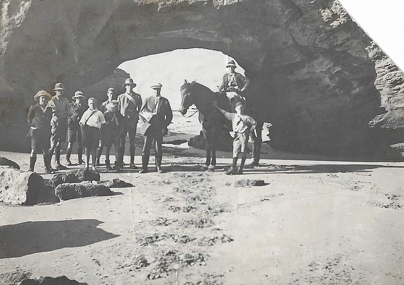 Mangateretere Primary school trip out to Cape Kidnappers circa 1930. Ivor Oliver, is 4th from right (with hat on). Ivor would have been around 23 years of age and used to work as a gardener at the school (a rural school in the Hastings district).