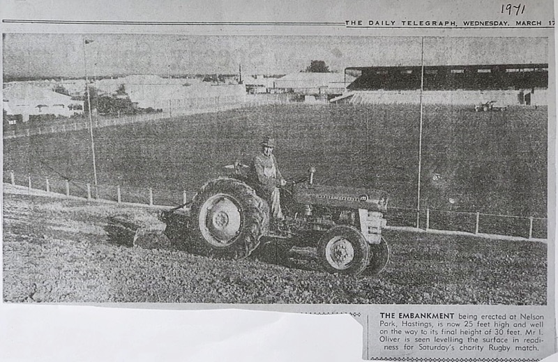 Ivor Oliver on tractor at Nelson Park Hastings - The Daily telegraph 17 March 1971