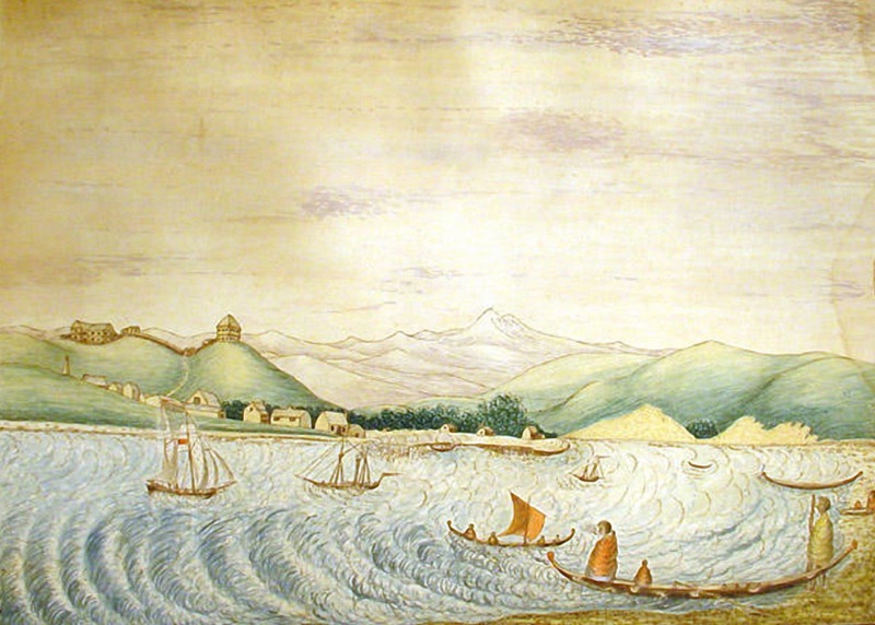 Wanganui Barracks painted by Dr Augustus Florance. Interestingly, James A Oliver's grandfather, Thomas Higgie was contracted to build the Barracks for the Stockade during the years 1845 to 1847.