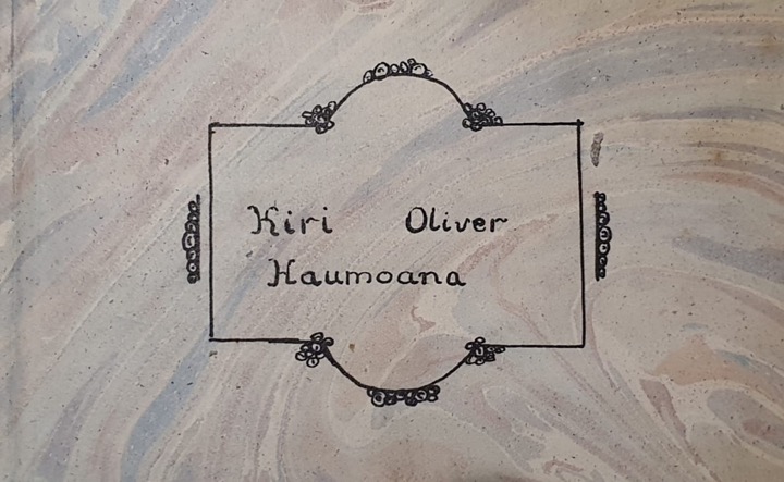 Kiri Oliver's autograph book - inside cover