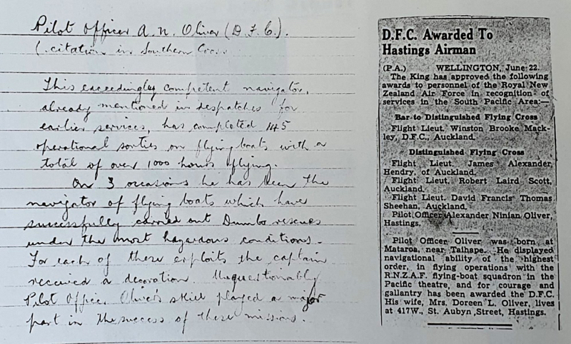 Alexander Ninian Oliver 1909-1984- Distinguished Flying Cross